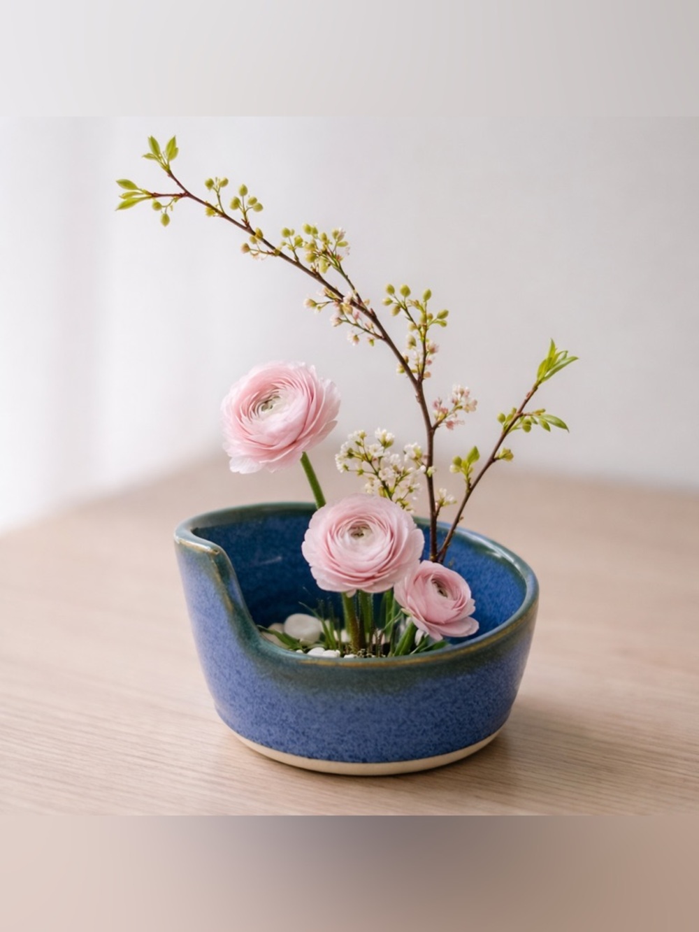 Ikebana Blue Pottery Vessel